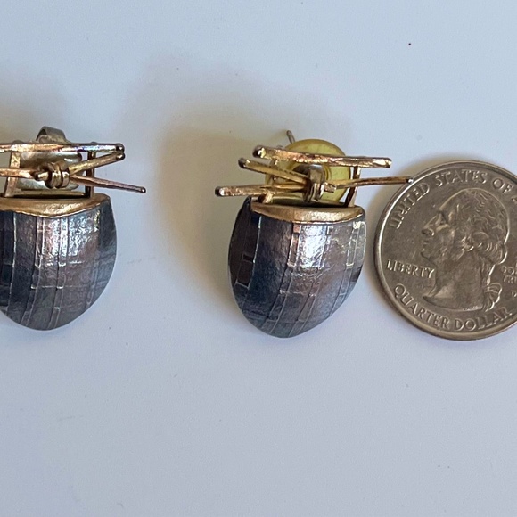 Carolyn Morris Bach Pierced Earrings Sterling Silver 18K Gold - Picture 13 of 14